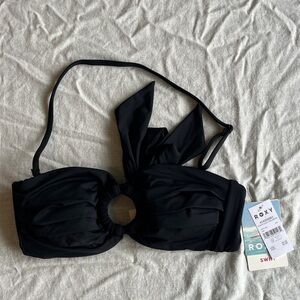 NWT Roxy Black Bandeau Bikini with Ring Detail